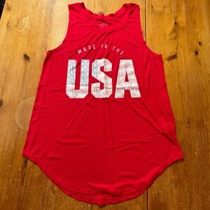 Isabel Maternity USA Flag Tank Top Red Women's Sleeveless Patriotic‎ Top Medium